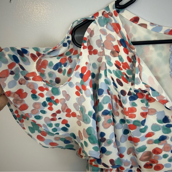 Maeve Colorful Cold Shoulder Dot Pattern Lightweight Flowy Dress Size Small - Picture 4 of 12